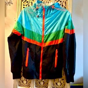 Pancoat Blue Green Coral Jacket Raincoat windbreaker Size XS